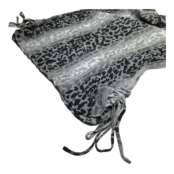 Lane Bryant Leopard Animal Print 18/20 Top Blouse Tunic Sheer Pleated Black - Picture 8 of 11